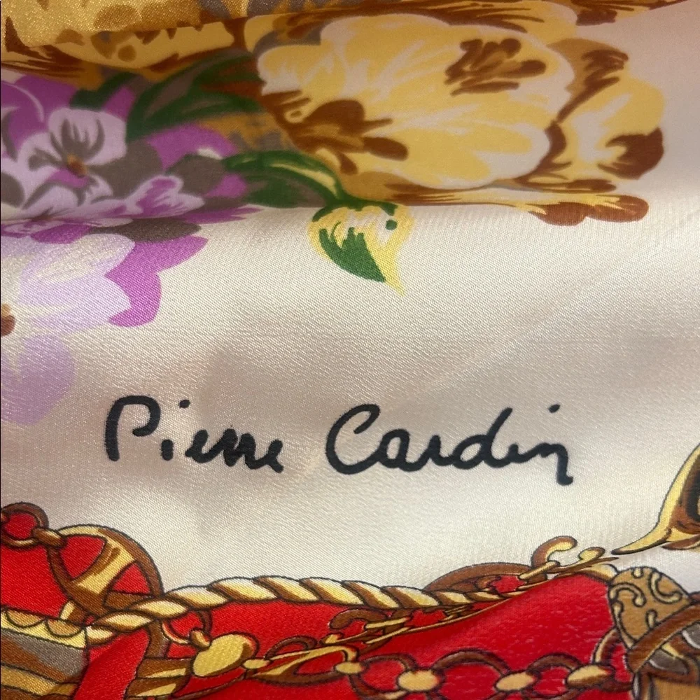 Luxurious Pierre Cardin Silk Floral Scarf Made in France Vintage